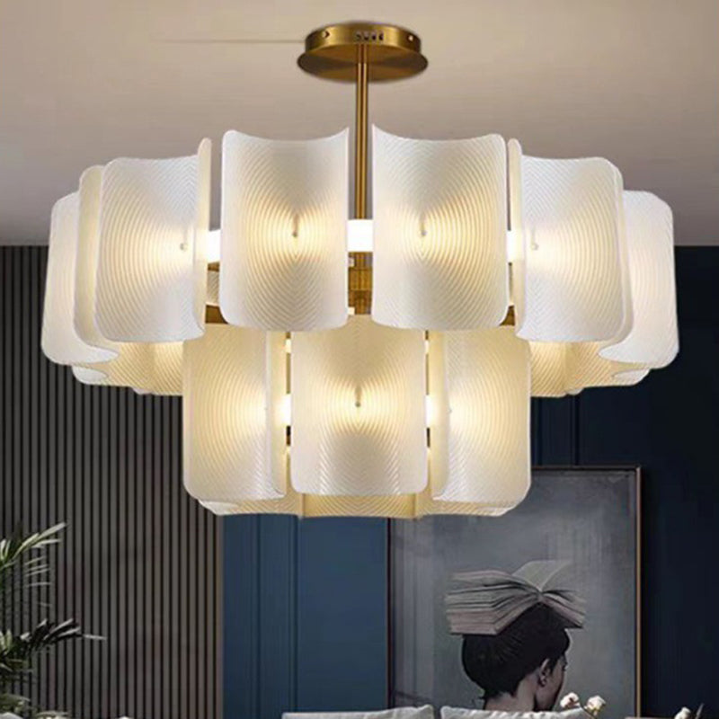 Modern Round 2-Tier Copper & Acrylic LED Chandelier for Living Room