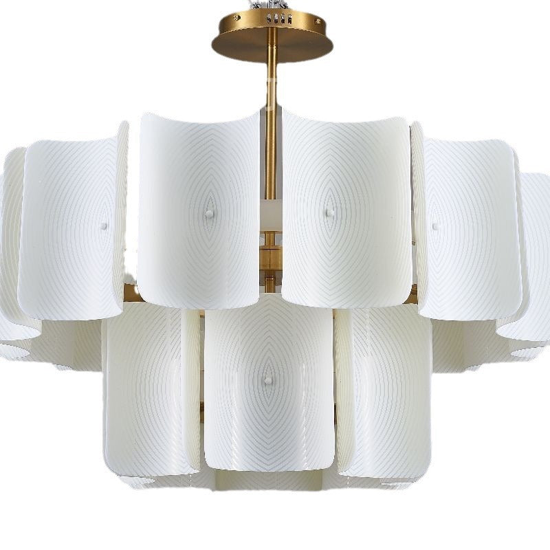 Modern Round 2-Tier Copper & Acrylic LED Chandelier for Living Room