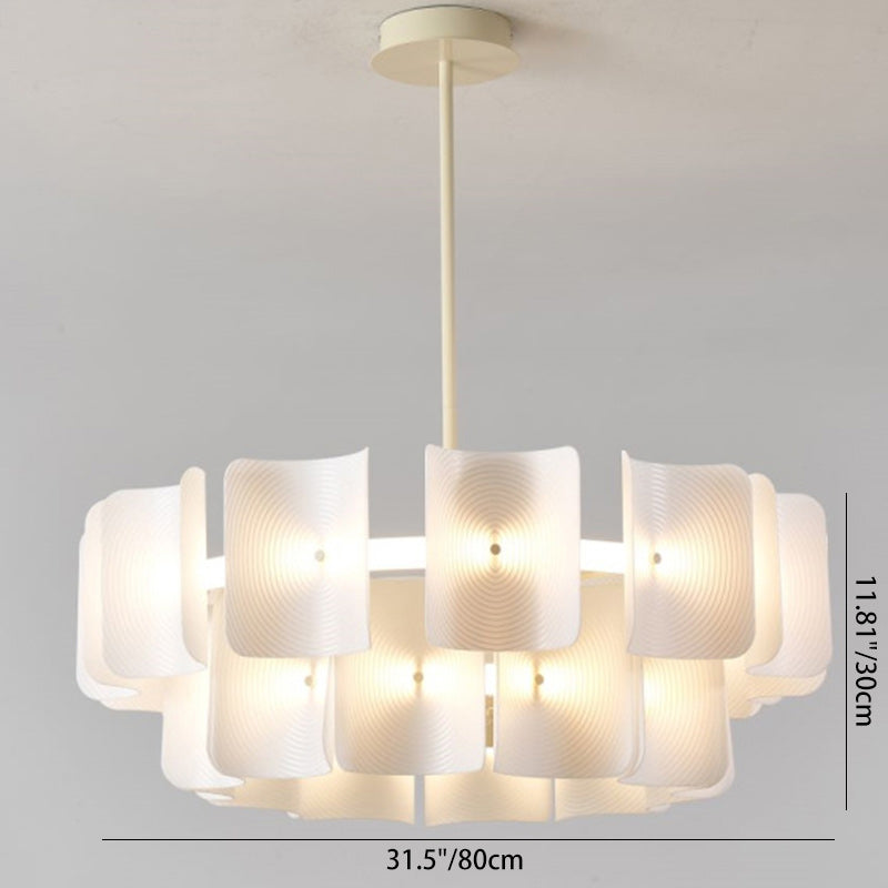 Modern Round 2-Tier Copper & Acrylic LED Chandelier for Living Room