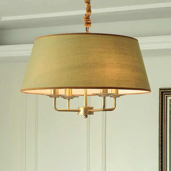 Rustic Iron Fabric 4-Light Cylinder Chandelier for Living Room Decor