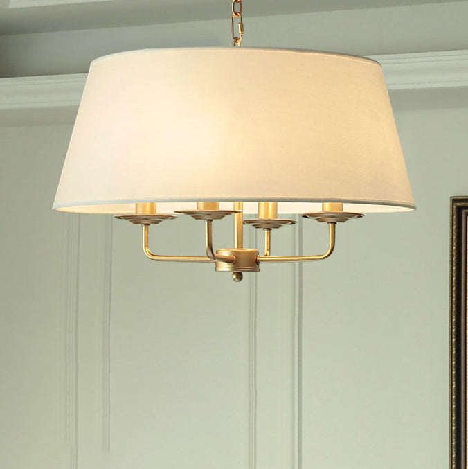 Rustic Iron Fabric 4-Light Cylinder Chandelier for Living Room Decor