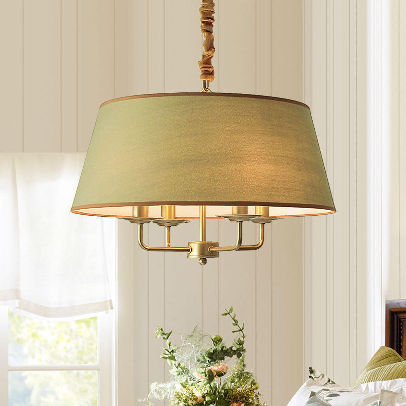 Rustic Iron Fabric 4-Light Cylinder Chandelier for Living Room Decor