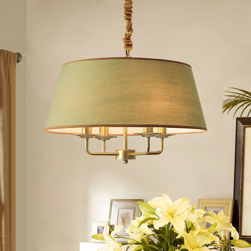 Rustic Iron Fabric 4-Light Cylinder Chandelier for Living Room Decor