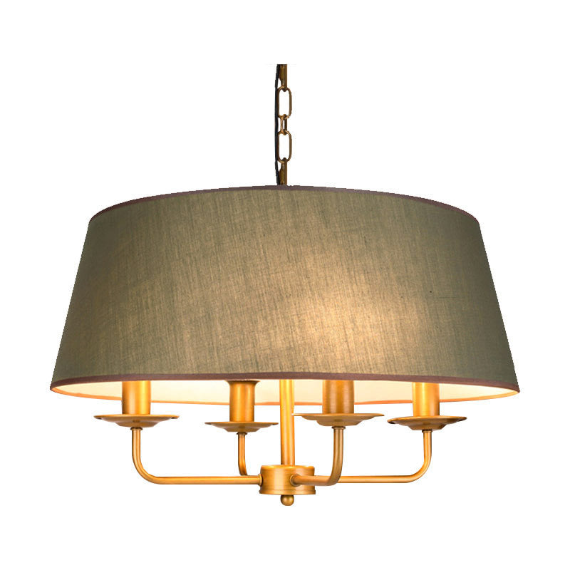 Rustic Iron Fabric 4-Light Cylinder Chandelier for Living Room Decor