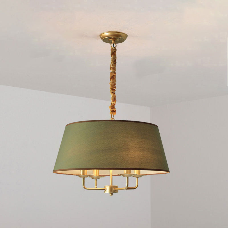 Rustic Iron Fabric 4-Light Cylinder Chandelier for Living Room Decor