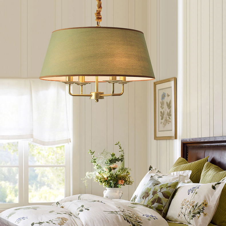 Rustic Iron Fabric 4-Light Cylinder Chandelier for Living Room Decor