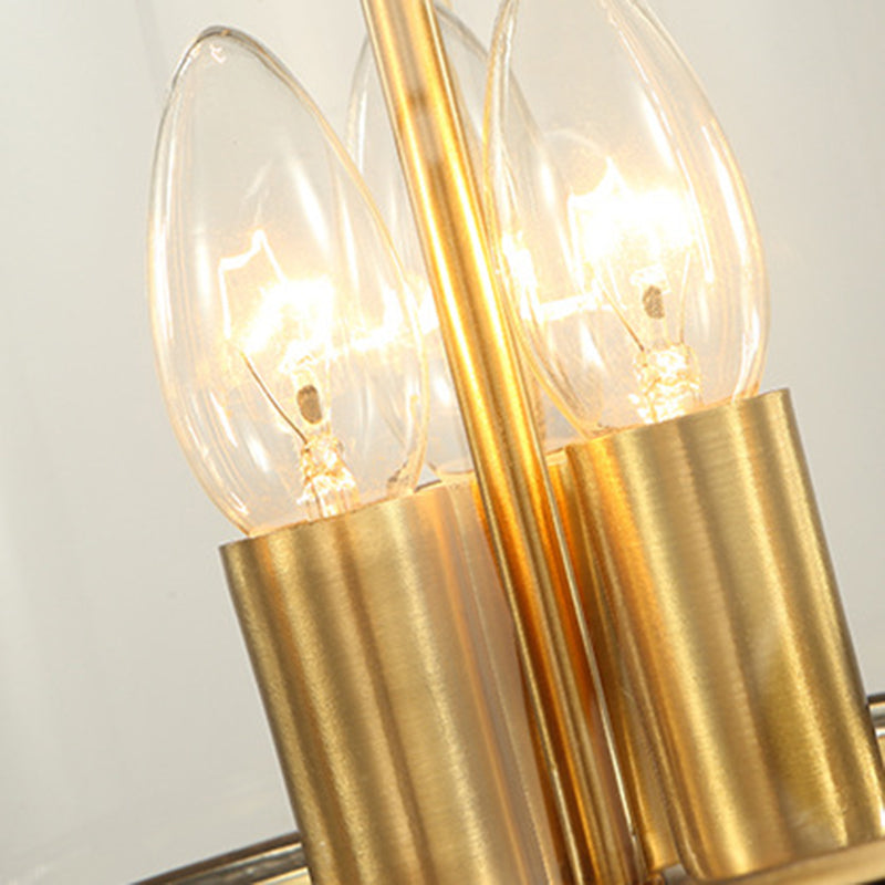 Rustic Copper Glass 3-Light Cylinder Chandelier for Living Room Decor