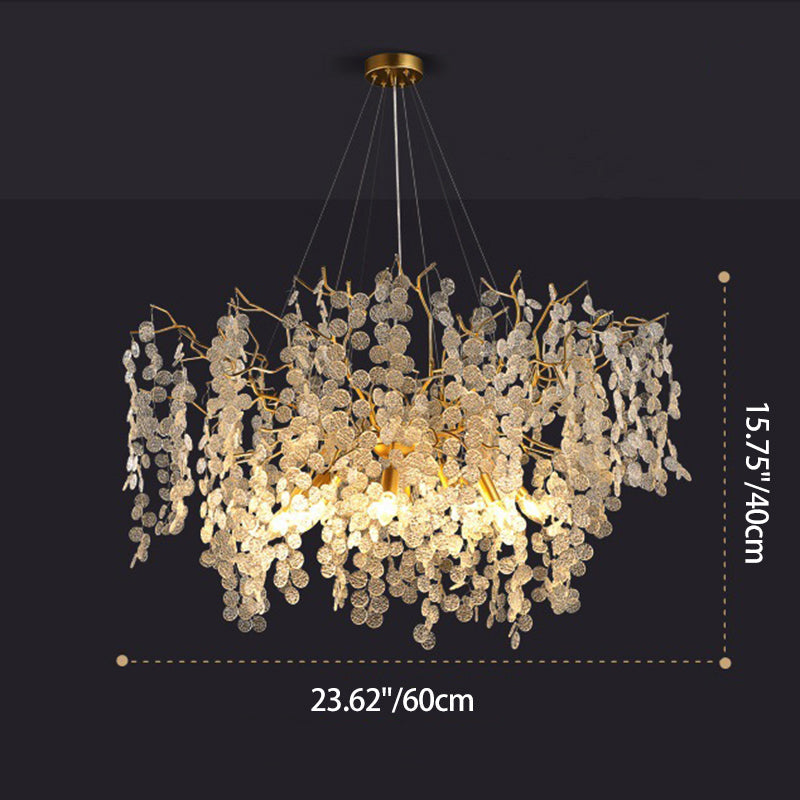 Modern Silver Aluminum Crystal Chandelier for Living Room, 9/10/12/14 Lights