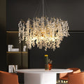 Modern Silver Aluminum Crystal Chandelier for Living Room, 9/10/12/14 Lights