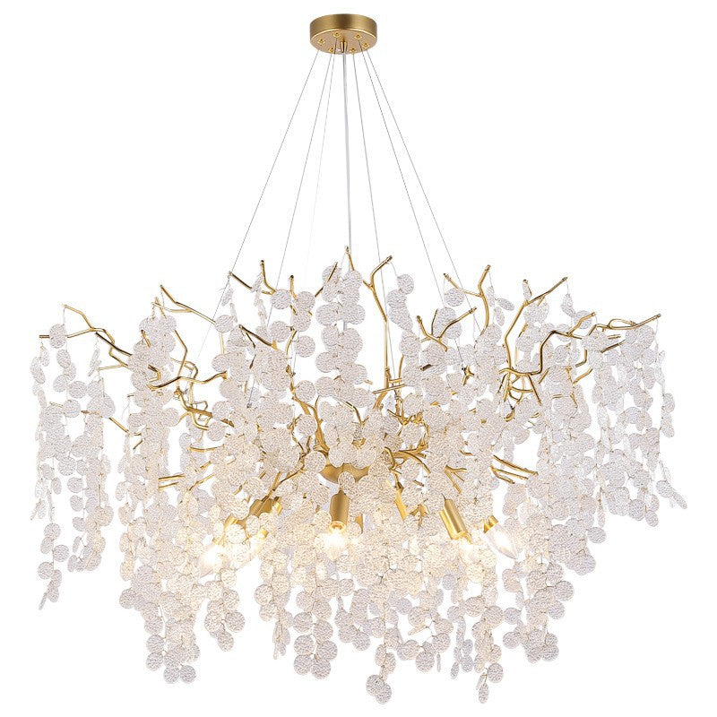 Modern Silver Aluminum Crystal Chandelier for Living Room, 9/10/12/14 Lights