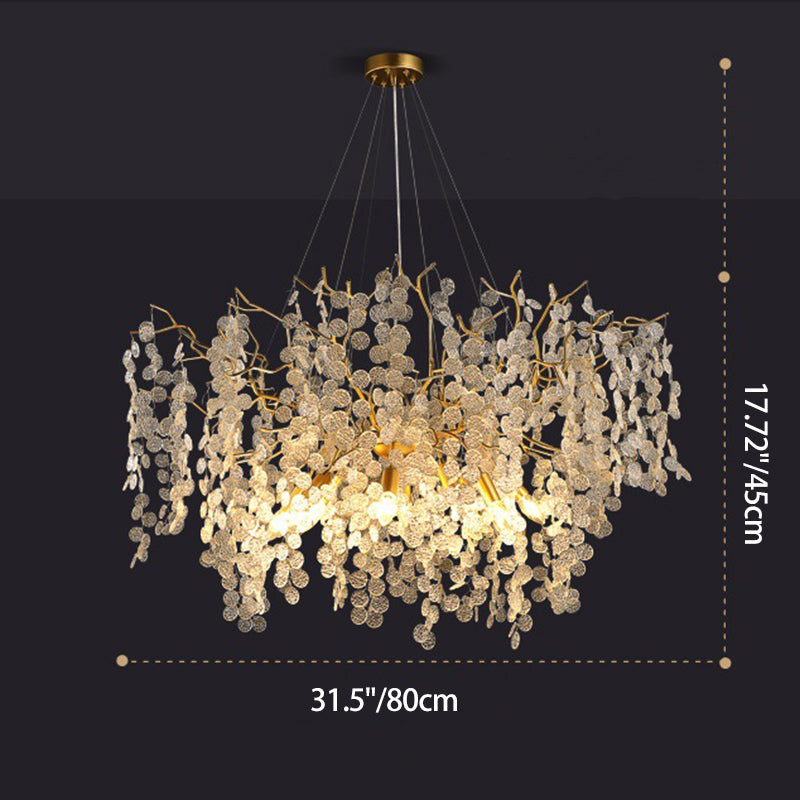 Modern Silver Aluminum Crystal Chandelier for Living Room, 9/10/12/14 Lights