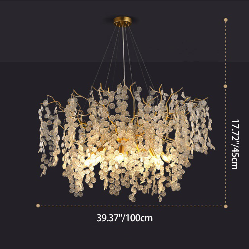 Modern Silver Aluminum Crystal Chandelier for Living Room, 9/10/12/14 Lights