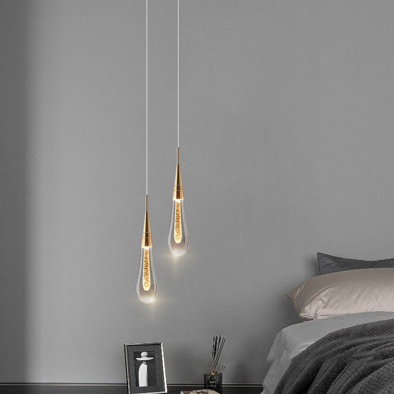 Modern Aluminum and Glass LED Droplet Chandelier for Dining Room