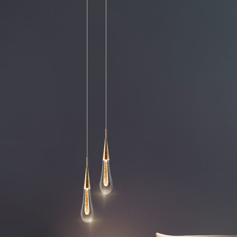 Modern Aluminum and Glass LED Droplet Chandelier for Dining Room