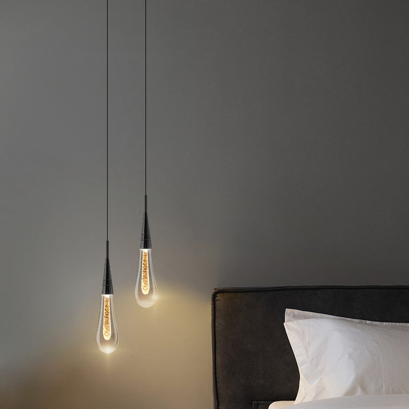 Modern Aluminum and Glass LED Droplet Chandelier for Dining Room