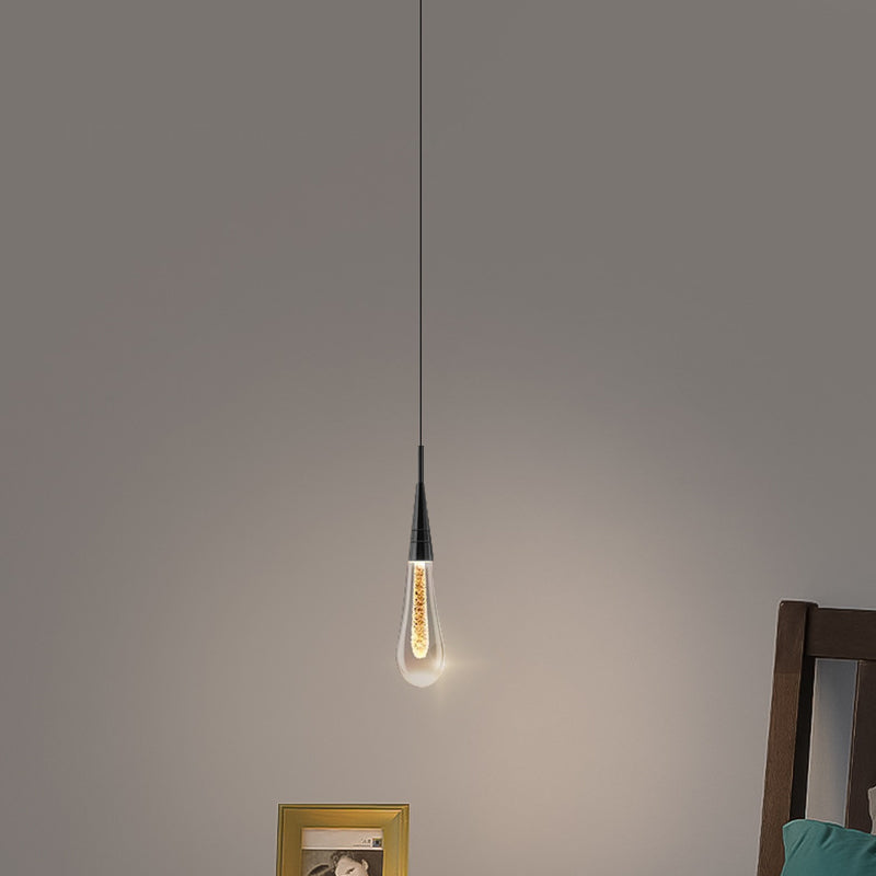 Modern Aluminum and Glass LED Droplet Chandelier for Dining Room