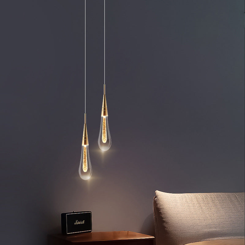 Modern Aluminum and Glass LED Droplet Chandelier for Dining Room