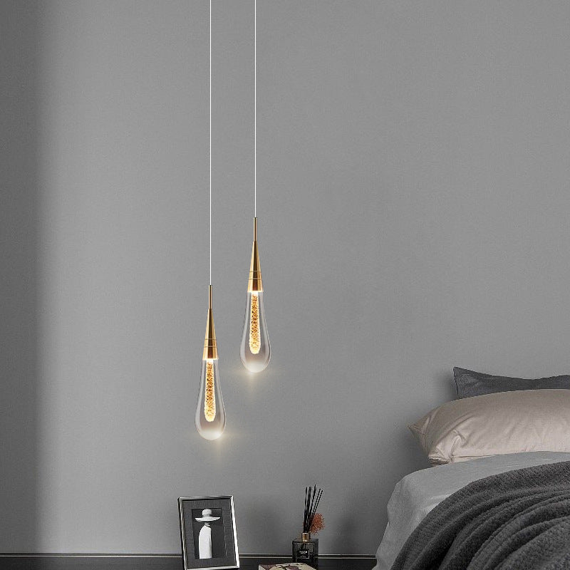 Modern Aluminum and Glass LED Droplet Chandelier for Dining Room