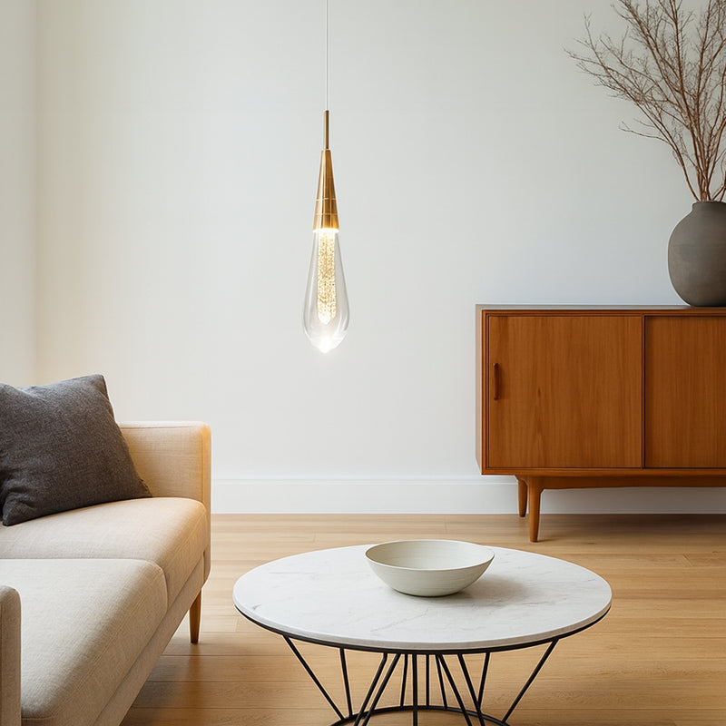 Modern Aluminum and Glass LED Droplet Chandelier for Dining Room