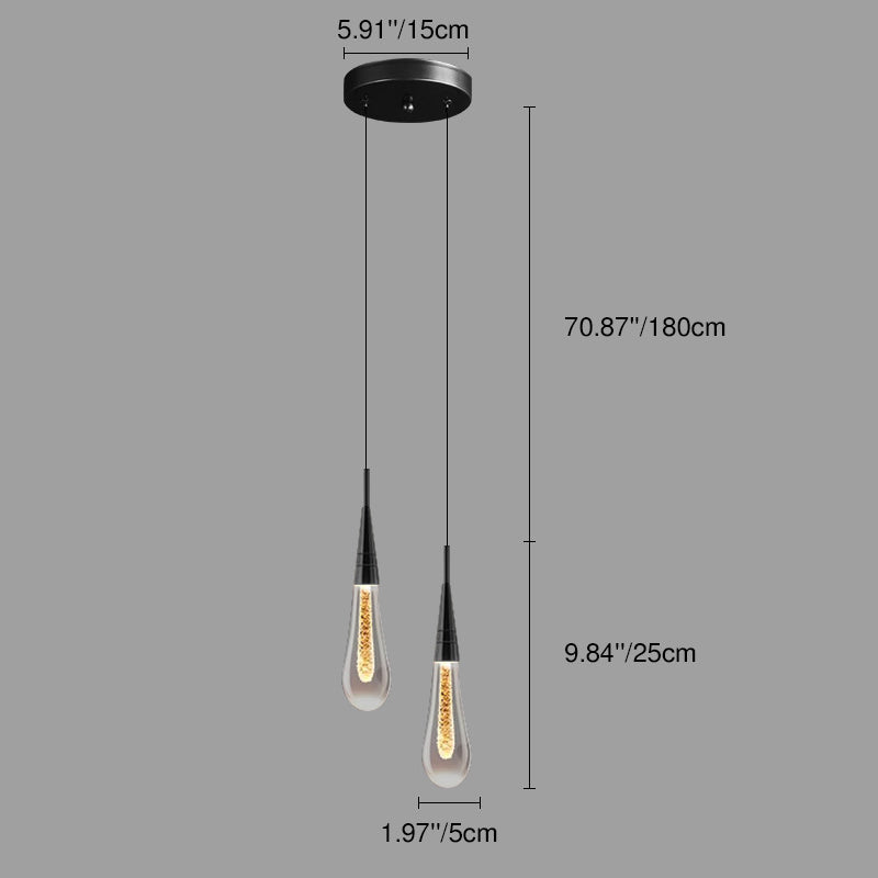 Modern Aluminum and Glass LED Droplet Chandelier for Dining Room
