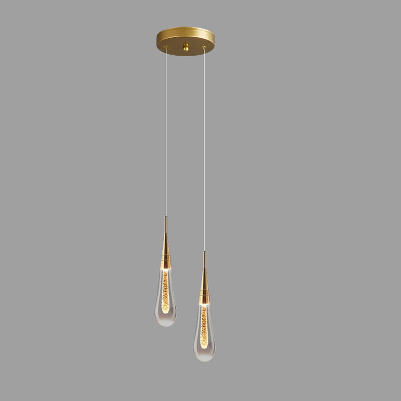 Modern Aluminum and Glass LED Droplet Chandelier for Dining Room