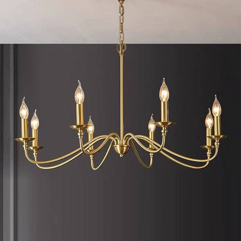 Modern Retro Copper & Glass Chandelier - 4/6/8 Light for Living Room