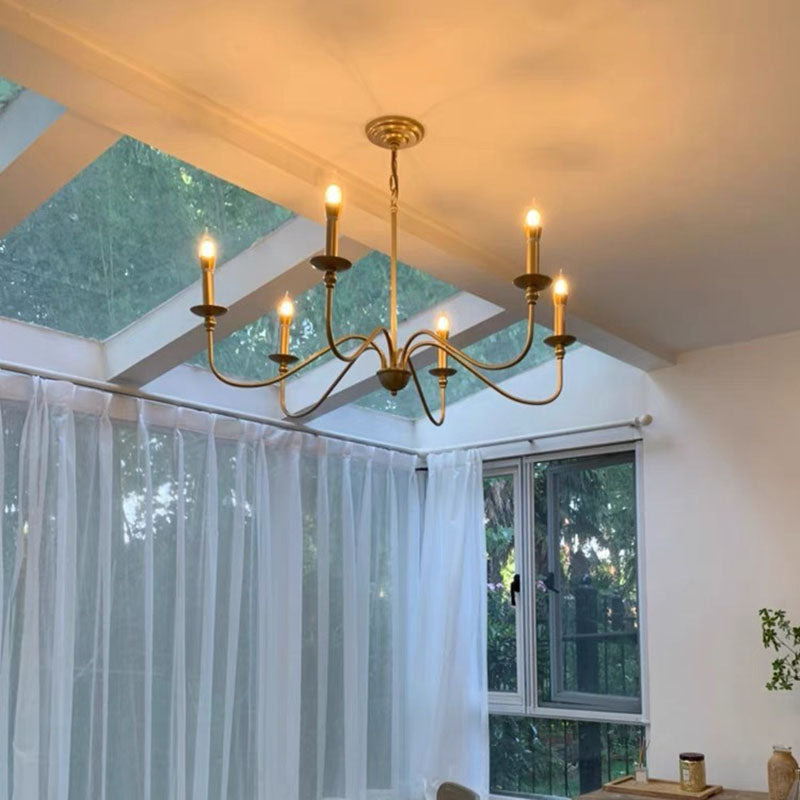 Modern Retro Copper & Glass Chandelier - 4/6/8 Light for Living Room