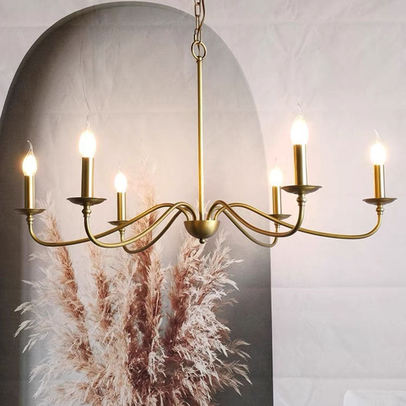 Modern Retro Copper & Glass Chandelier - 4/6/8 Light for Living Room