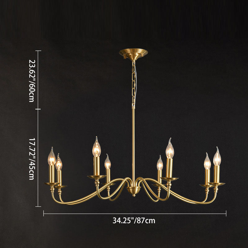 Modern Retro Copper & Glass Chandelier - 4/6/8 Light for Living Room