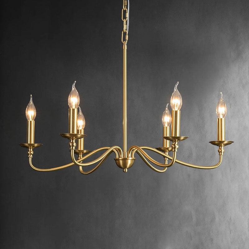 Modern Retro Copper & Glass Chandelier - 4/6/8 Light for Living Room