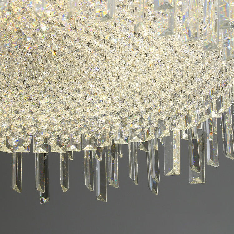 Modern Luxury Black Iron Crystal Round Chandelier for Bedroom Lighting