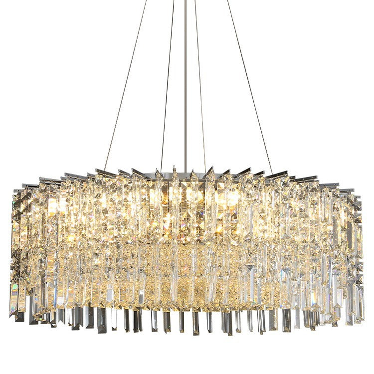 Modern Luxury Black Iron Crystal Round Chandelier for Bedroom Lighting