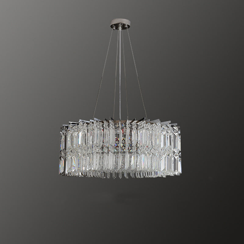 Modern Luxury Black Iron Crystal Round Chandelier for Bedroom Lighting
