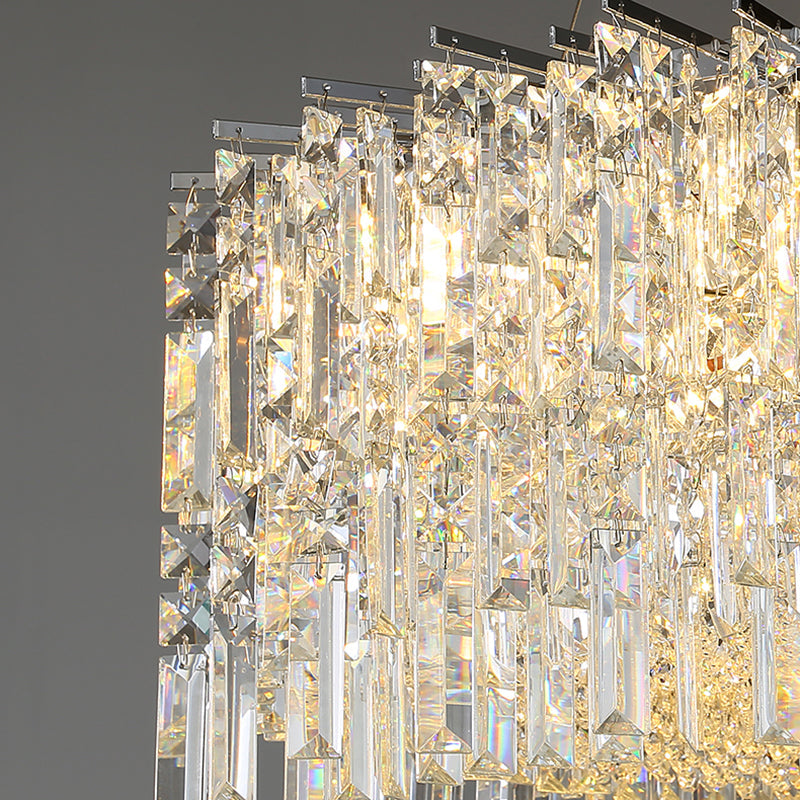 Modern Luxury Black Iron Crystal Round Chandelier for Bedroom Lighting