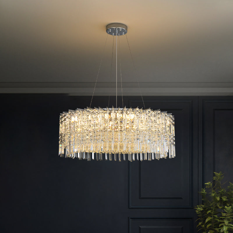 Modern Luxury Black Iron Crystal Round Chandelier for Bedroom Lighting