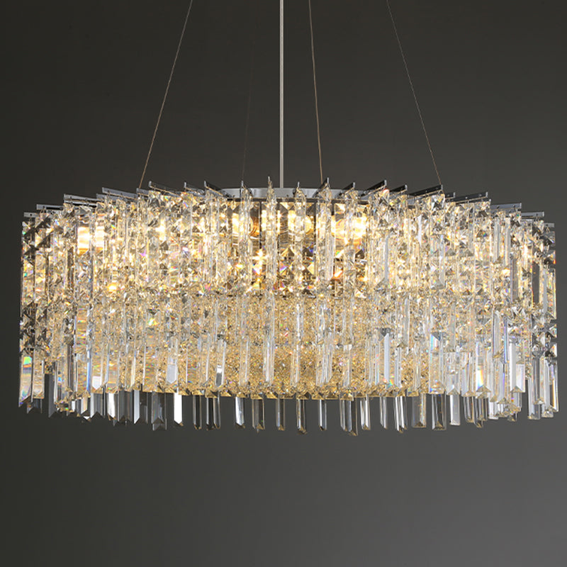 Modern Luxury Black Iron Crystal Round Chandelier for Bedroom Lighting