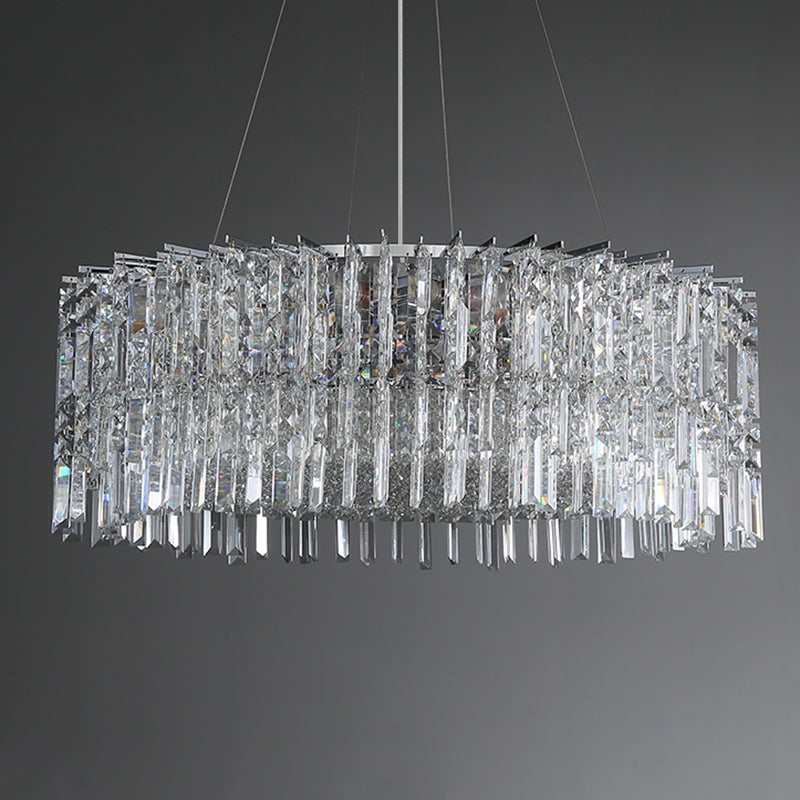 Modern Luxury Black Iron Crystal Round Chandelier for Bedroom Lighting