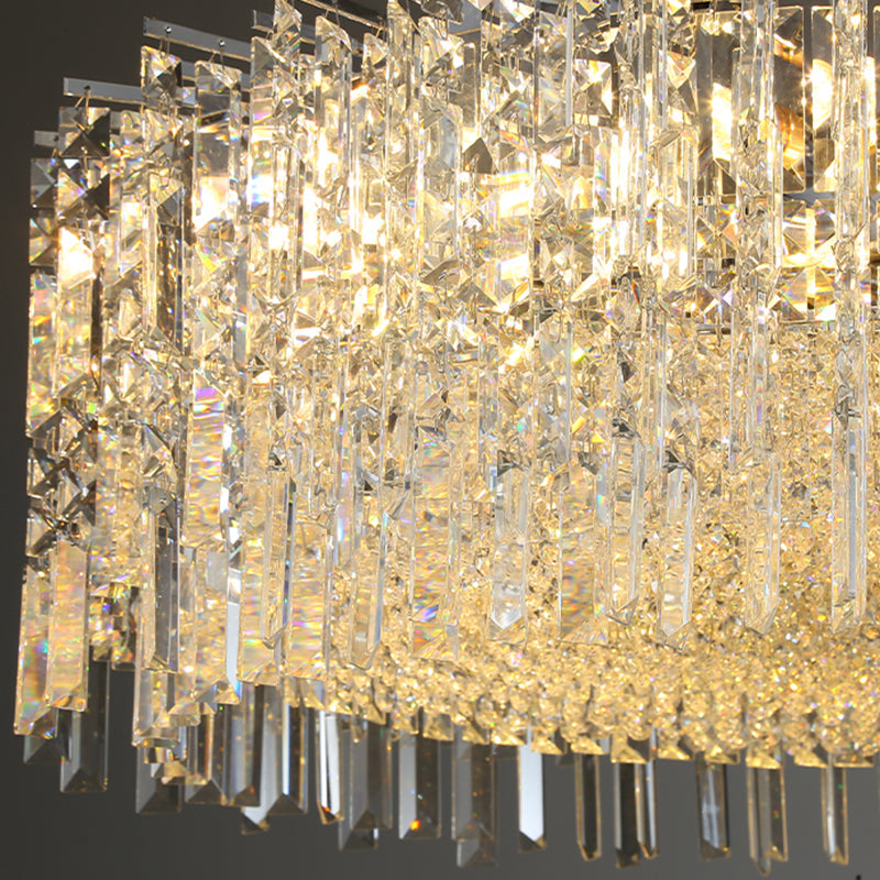Modern Luxury Black Iron Crystal Round Chandelier for Bedroom Lighting