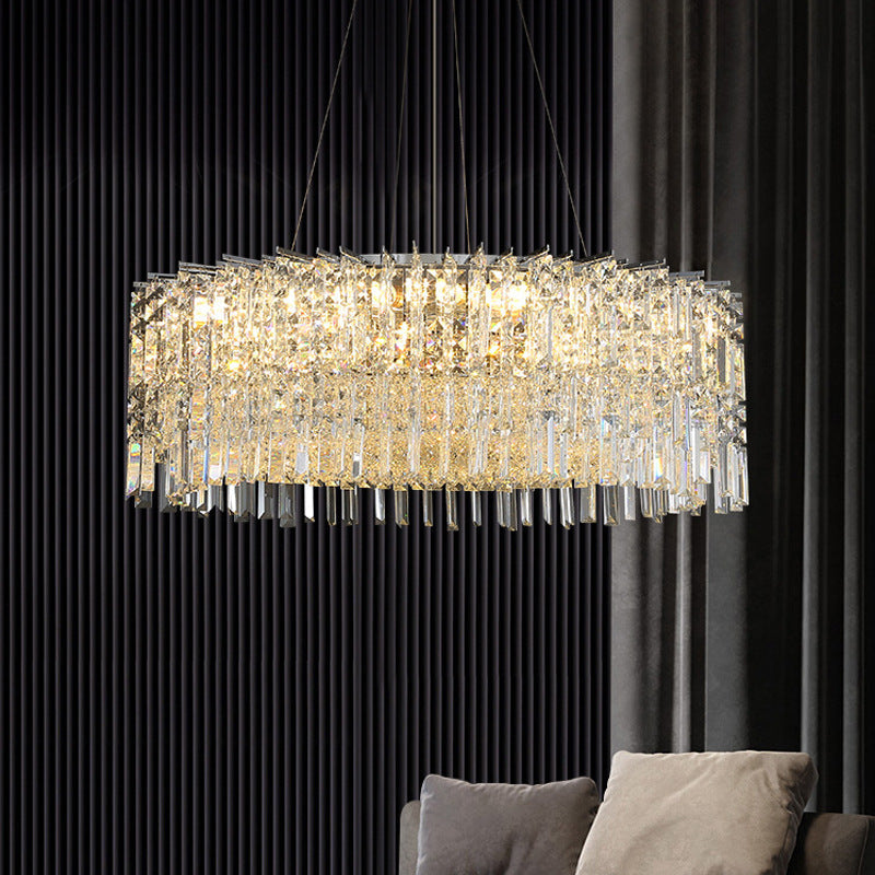Modern Luxury Black Iron Crystal Round Chandelier for Bedroom Lighting