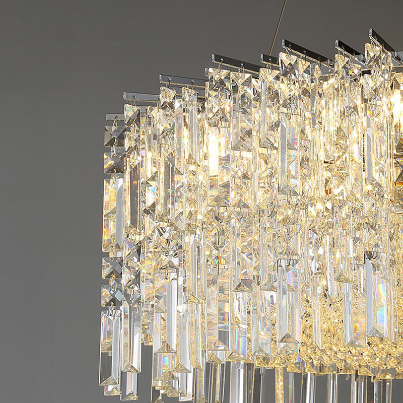 Modern Luxury Black Iron Crystal Round Chandelier for Bedroom Lighting