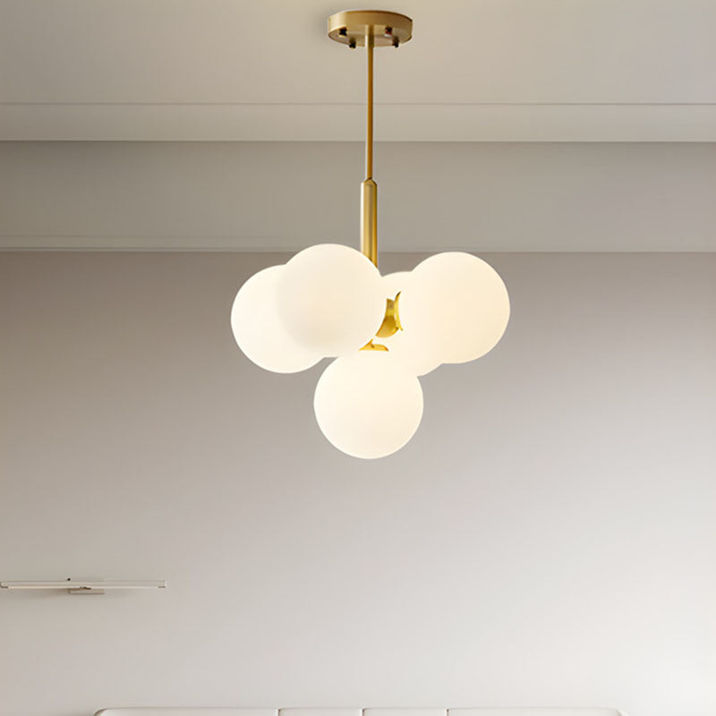 Vintage French Iron & Glass Bubble Chandelier for Living Room 5-Light