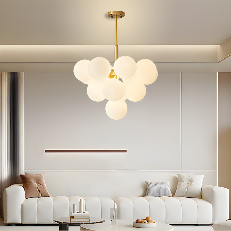 Vintage French Iron & Glass Bubble Chandelier for Living Room 5-Light