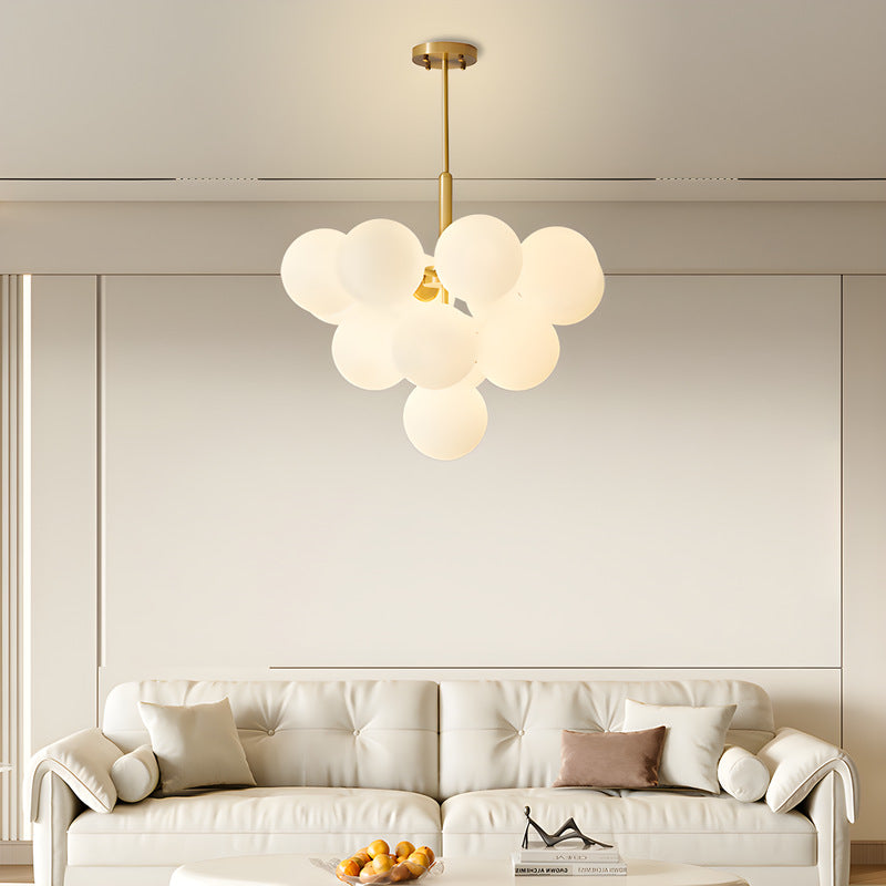 Vintage French Iron & Glass Bubble Chandelier for Living Room 5-Light