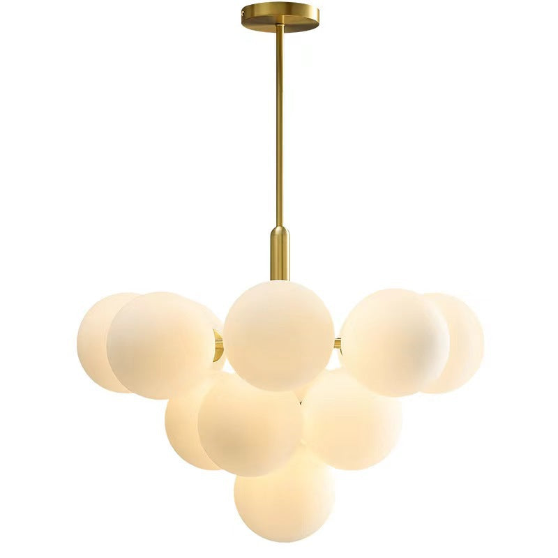Vintage French Iron & Glass Bubble Chandelier for Living Room 5-Light
