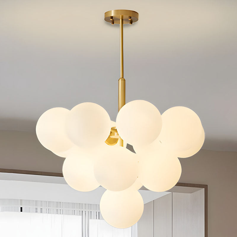 Vintage French Iron & Glass Bubble Chandelier for Living Room 5-Light