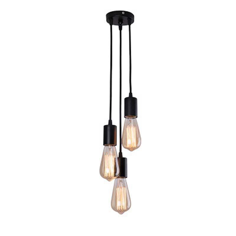 Retro Industrial Iron Glass Linear 3-Light Chandelier for Living Room