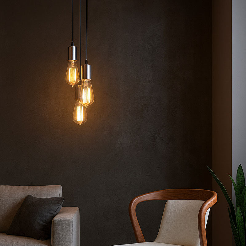 Retro Industrial Iron Glass Linear 3-Light Chandelier for Living Room