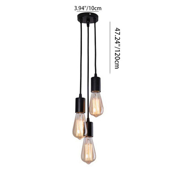 Retro Industrial Iron Glass Linear 3-Light Chandelier for Living Room