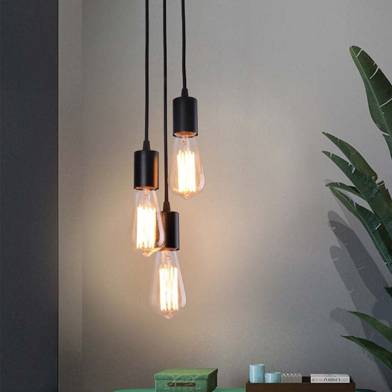 Retro Industrial Iron Glass Linear 3-Light Chandelier for Living Room