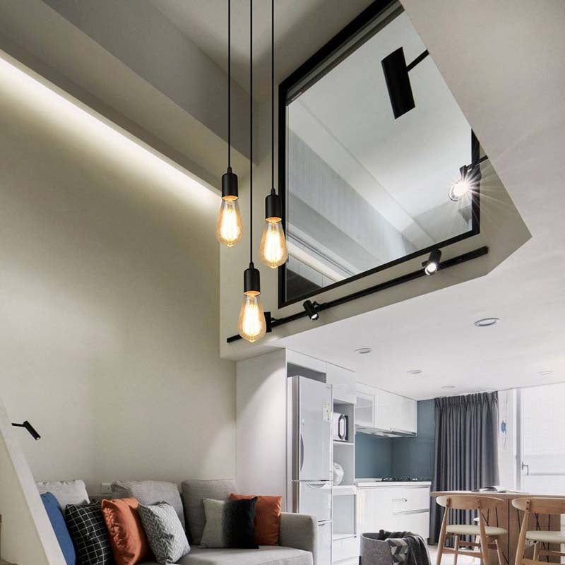 Retro Industrial Iron Glass Linear 3-Light Chandelier for Living Room